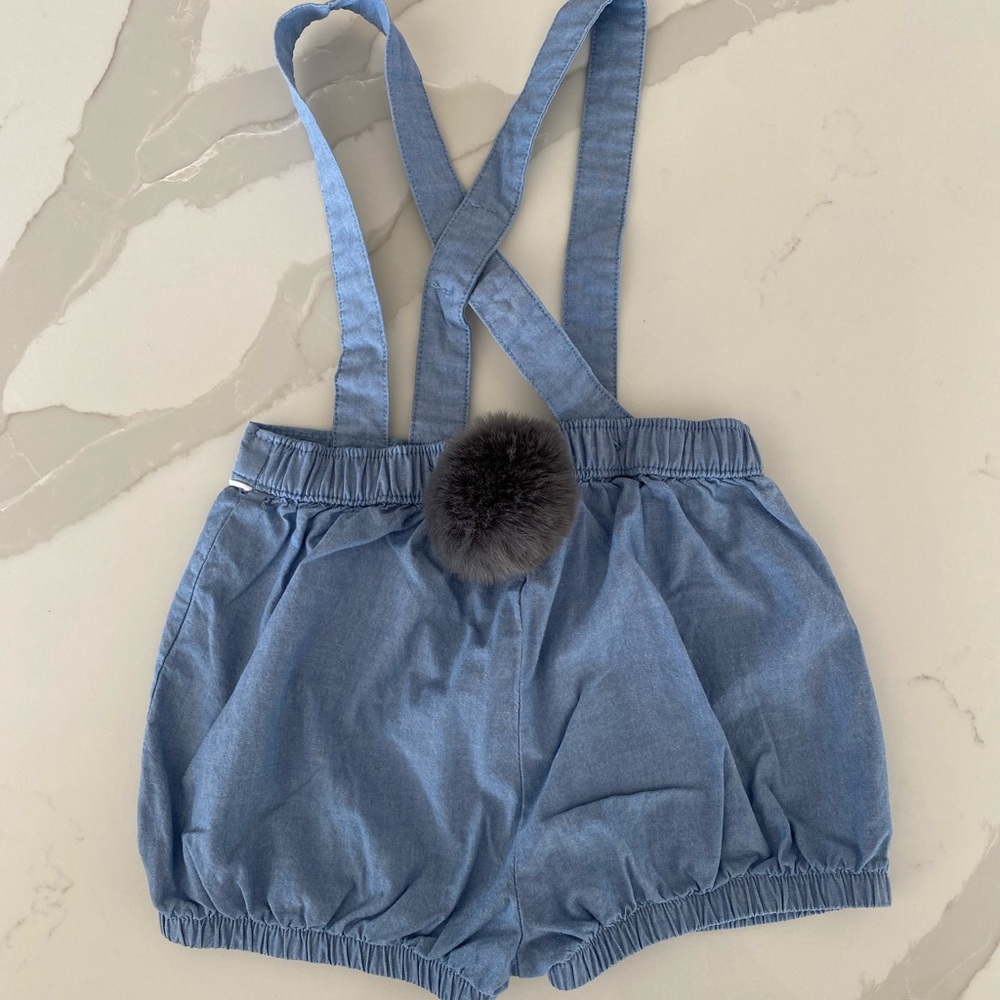 Cat & jack Easter bunny butt Suspender overall bubble romper Shorts
